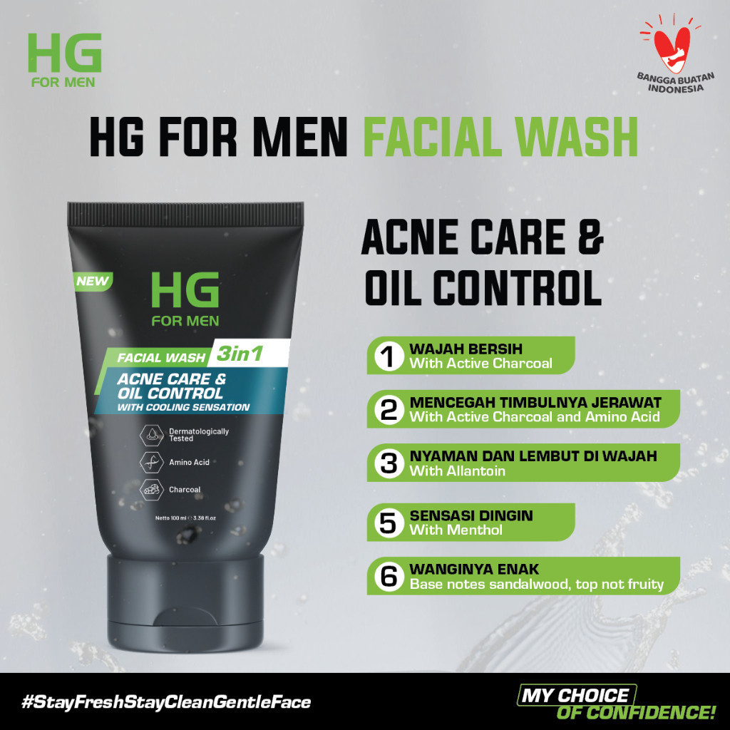 hg for men facial wash 3in1 brightening deep cleansing and acne care oil control 100 ml/pembersih wajah hg for men facial wash 3in1 brightening deep cleansing and acne care oil control 100 ml/pembersih wajah