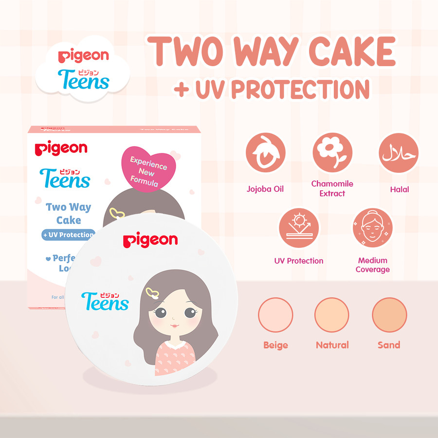 pigeon teens two way cake + uv protection 14g / bedak padat pigeon teens two way cake + uv protection 14g / bedak padat