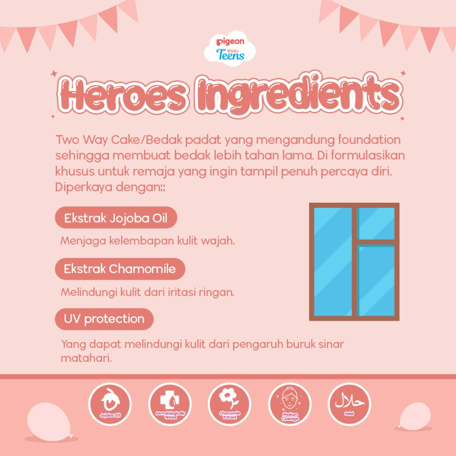 pigeon teens two way cake + uv protection 14g / bedak padat pigeon teens two way cake + uv protection 14g / bedak padat