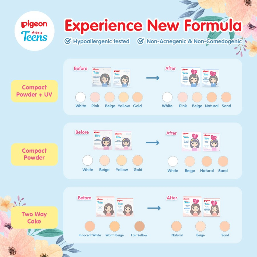 pigeon teens two way cake + uv protection 14g / bedak padat pigeon teens two way cake + uv protection 14g / bedak padat