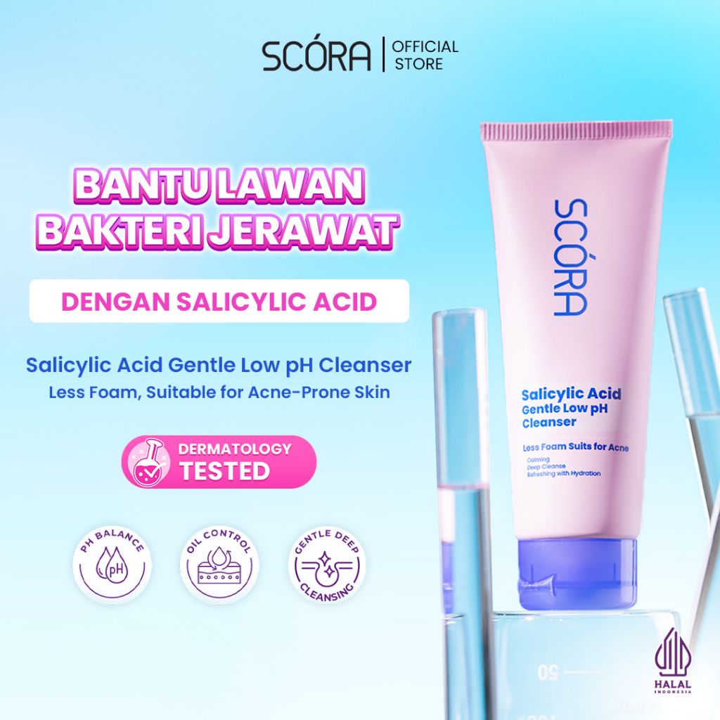 scora salicylic acid gentle low ph cleanser 100ml/pembersih wajah scora salicylic acid gentle low ph cleanser 100ml/pembersih wajah