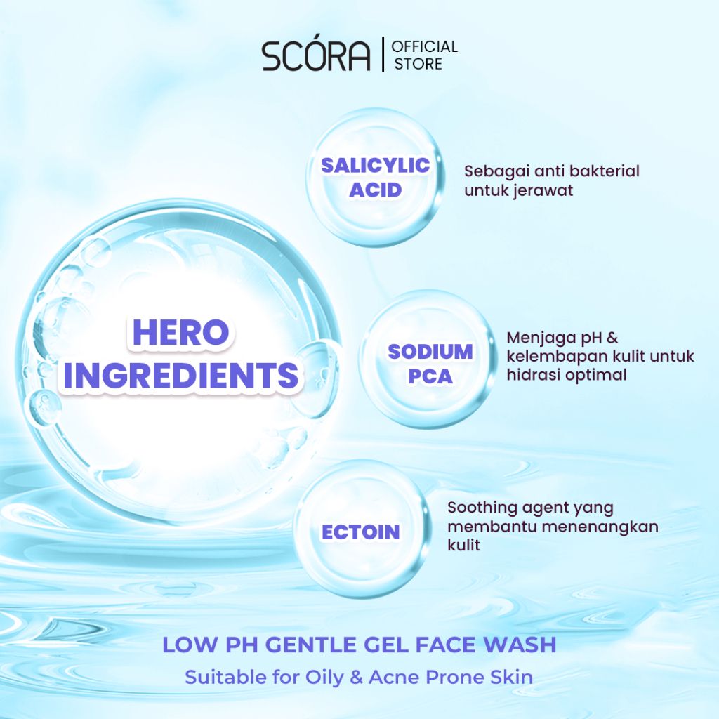 scora salicylic acid gentle low ph cleanser 100ml/pembersih wajah scora salicylic acid gentle low ph cleanser 100ml/pembersih wajah