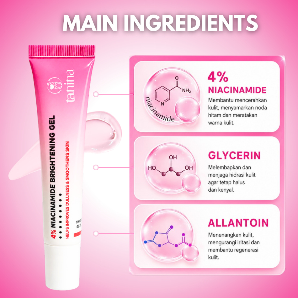 tanina 4% niacinamide brightening gel 15g/pelembab wajah tanina 4% niacinamide brightening gel 15g/pelembab wajah