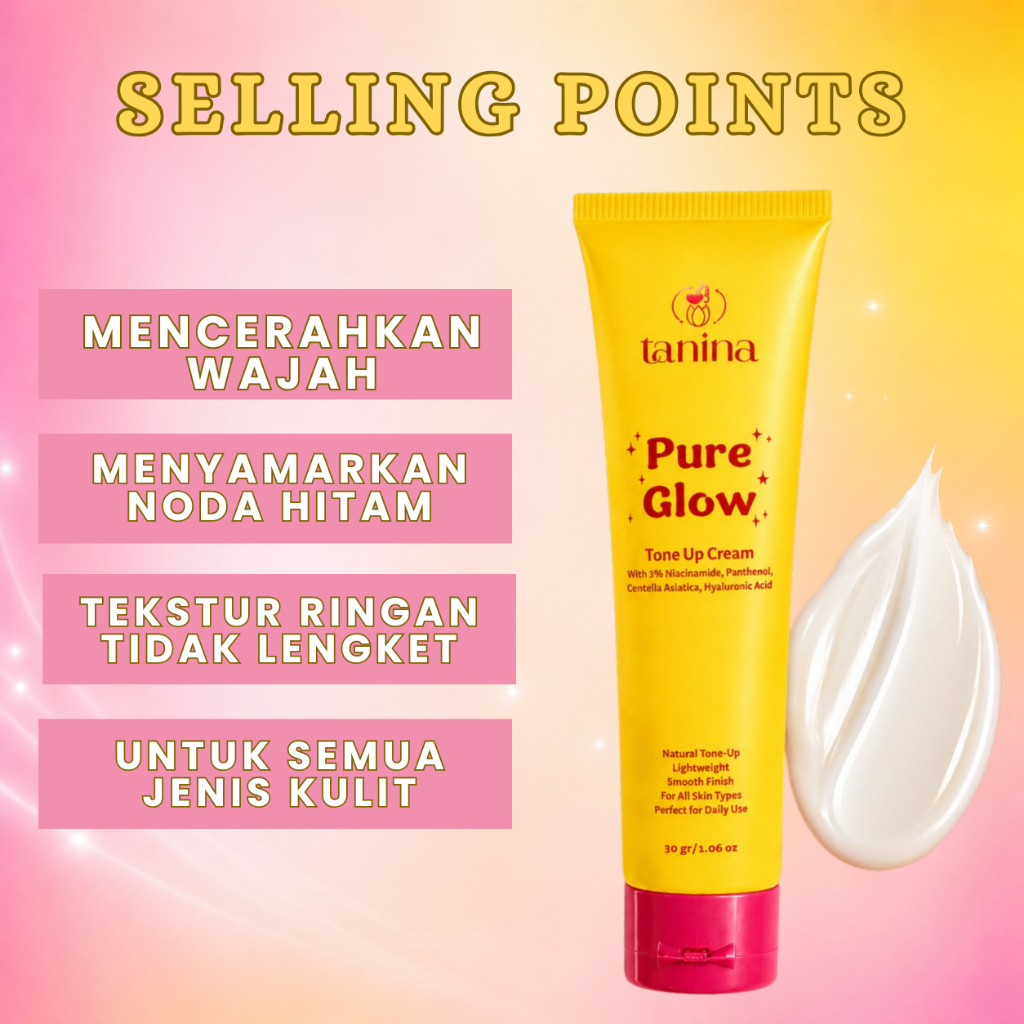 tanina pure glow tone up cream with 3% niacinamide 30g/pelembab wajah tanina pure glow tone up cream with 3% niacinamide 30g/pelembab wajah